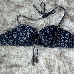 Aerie Navy and White Patterned Balconette Bikini Top